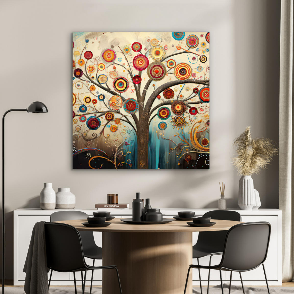 KOVOVÝ OBRAZ Strom - Strom života - Farba 90x90 cm - hnedá, kov (90/90cm) - MuchoWow