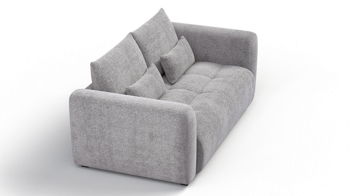 SOFA SORENO 3-Sitzer, platingrau - Schwarz/Grau, Holz/Textil (214/94/114cm) - Courtois Laville