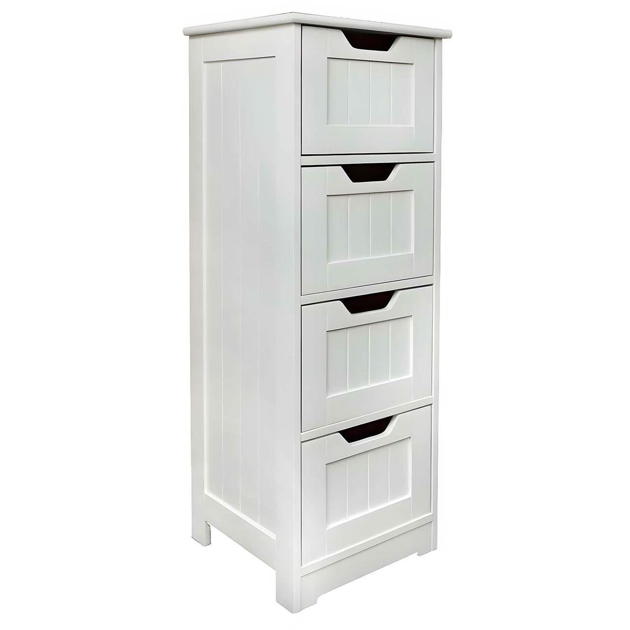 BADEZIMMERSCHRANK MDF Weiß 4 Schubladen 30x30x81 cm - Weiß, Holzwerkstoff (30/81/30cm) - Begryf