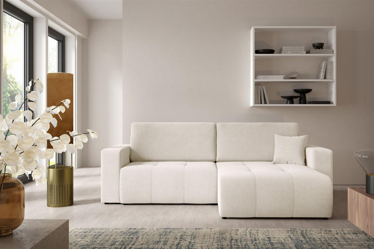 ECKSOFA Augusto - Creme, Holzwerkstoff/Textil (244/149cm) - Fun Möbel