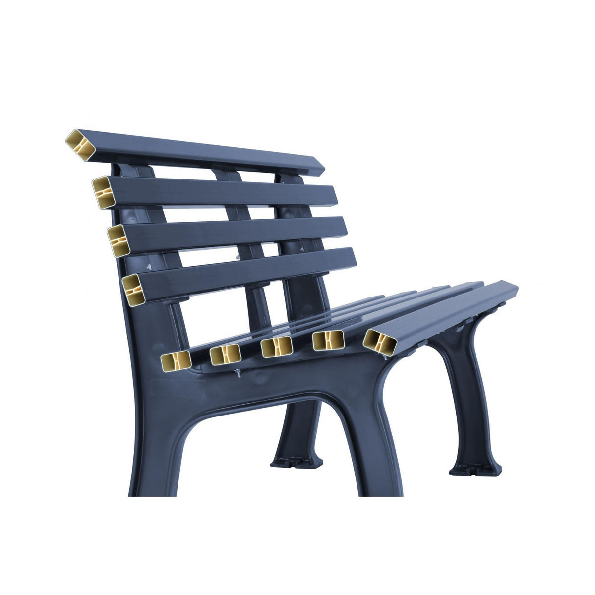 GARTENBANK Antigua 3 Sitzer Blau 74 x 150 x 54 cm Witterungskunststoff & UV Beständiger Kunststoff - Blau, Kunststoff (150/74/54cm) - PROREGAL