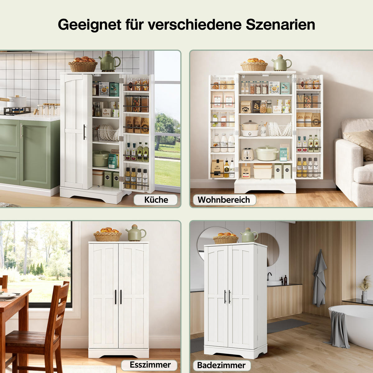 BUFFET 60/40/120.5 cm Weiß LED-Sensorlicht und 2-türiger Aufbewahrungsschrank - Weiß, Holz (60/120/40cm) - Oxeza