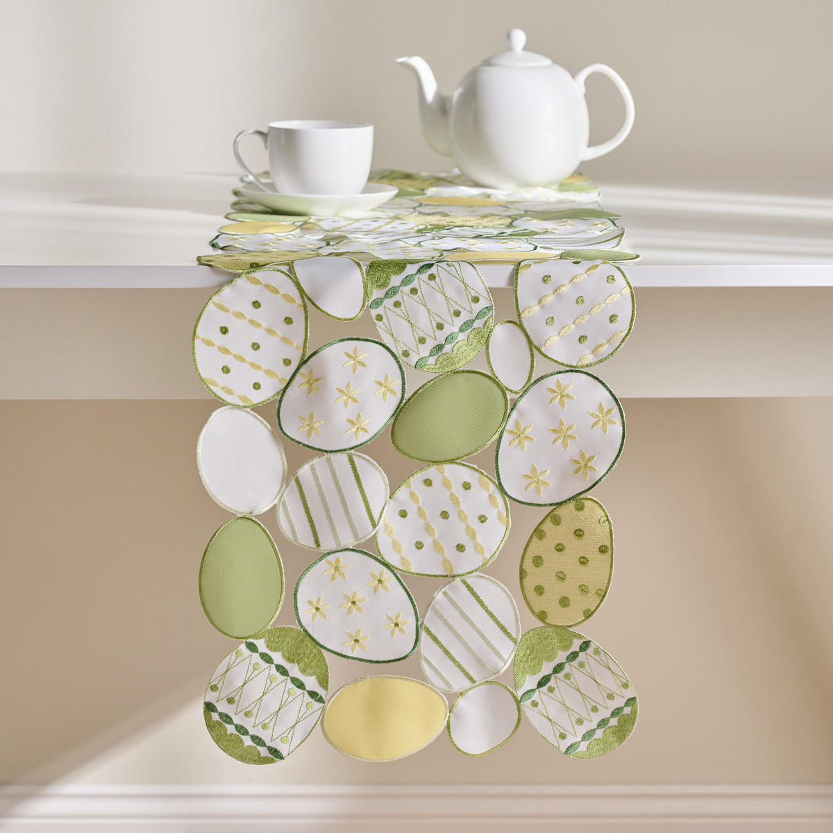 TISCHLÄUFER Egios - Weiß, Textil (180/35/1cm) - home&you