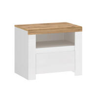 NACHTTISCH DAMINO mit Schublade, weiß - Eiche Wotan/Weiß, Holz (50/51/40cm) - KONSIMO®