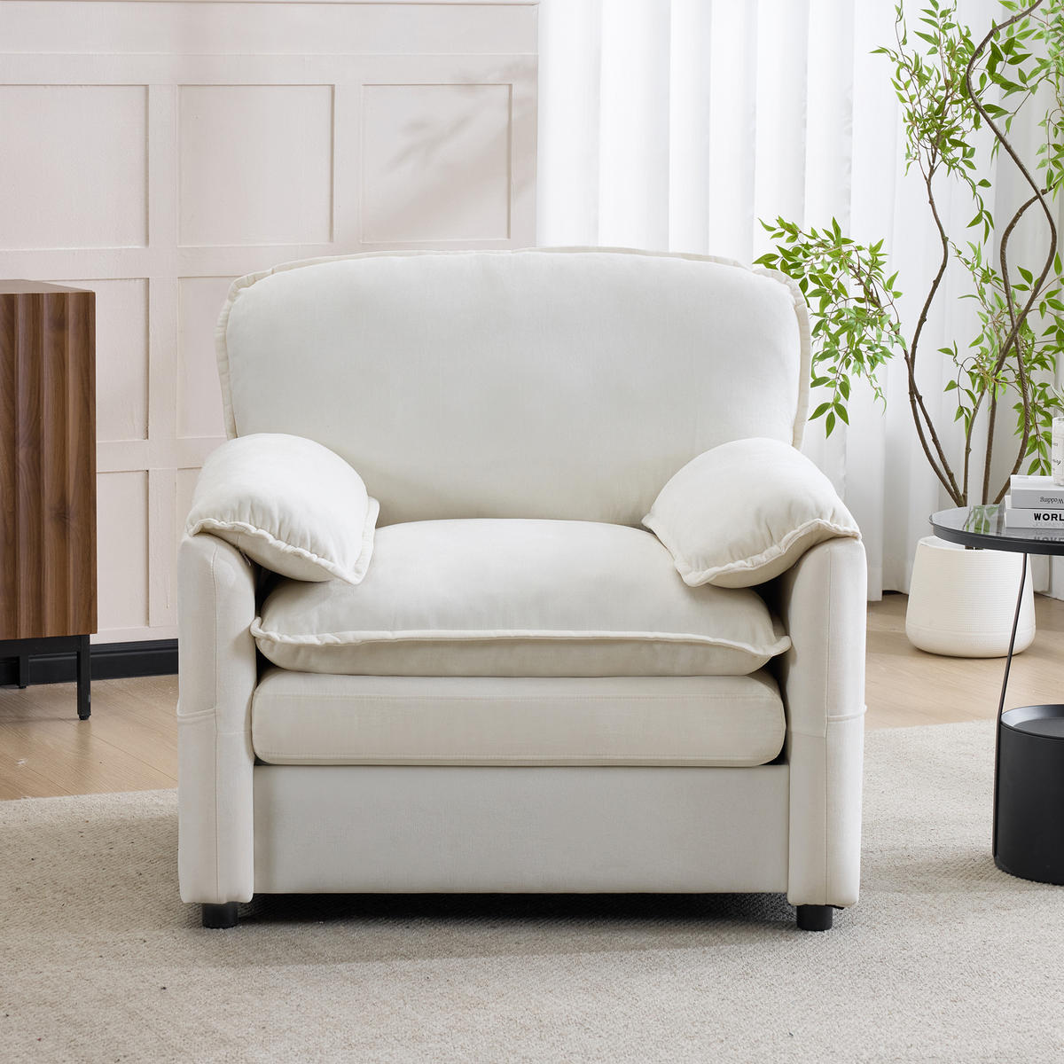 SOFA Chenille Dunkelgrün mit Seitentaschen - Weiß, Holzwerkstoff/Textil (96/90/92cm) - WISHDOR