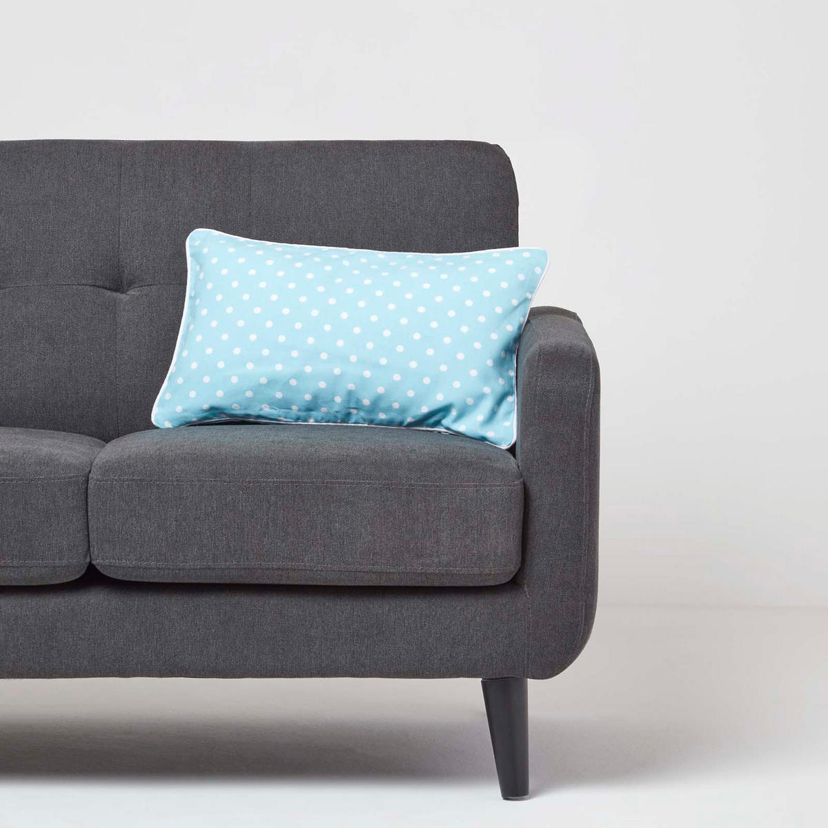 KISSENHÜLLE Polka Dots 30/50 cm, 100% Baumwolle - Blau, Textil (30/50cm) - Homescapes