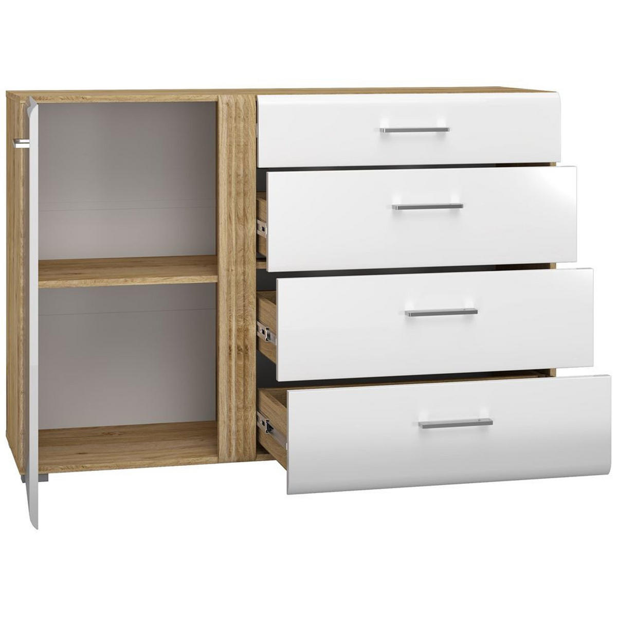 KOMMODE Akron-131 - Weiß, Holzwerkstoff (134/90/42cm) - Lomado