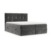 BOXBETT Mireo 140/200 cm Grau im Kronos Stoff - Schwarz/Grau, Holz/Holzwerkstoff (140/200cm) - AltaBeds