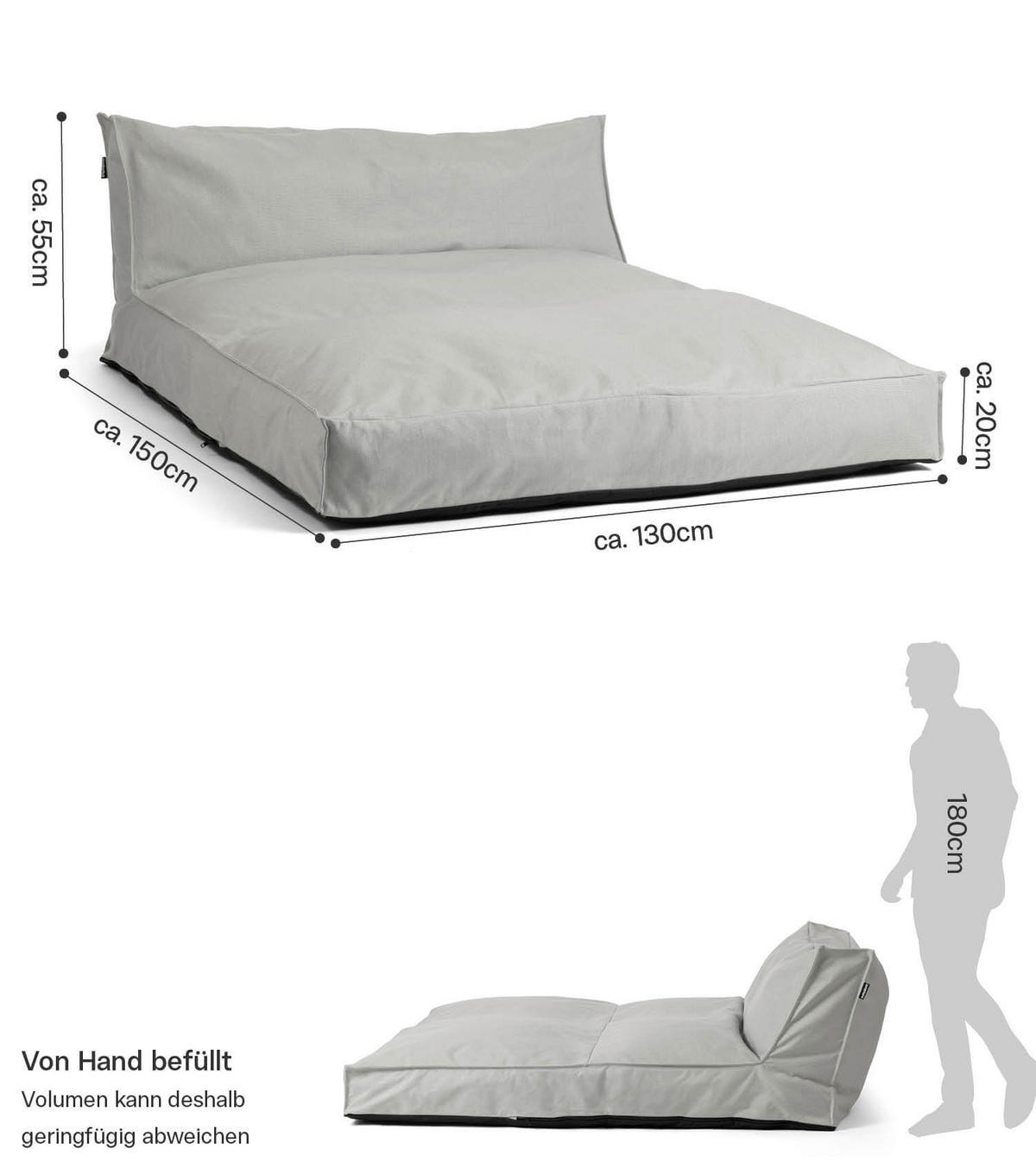 OOUTDOOR-LOUNGE Das Daybed - Grau, Textil (130/55/150cm) - Mokebo