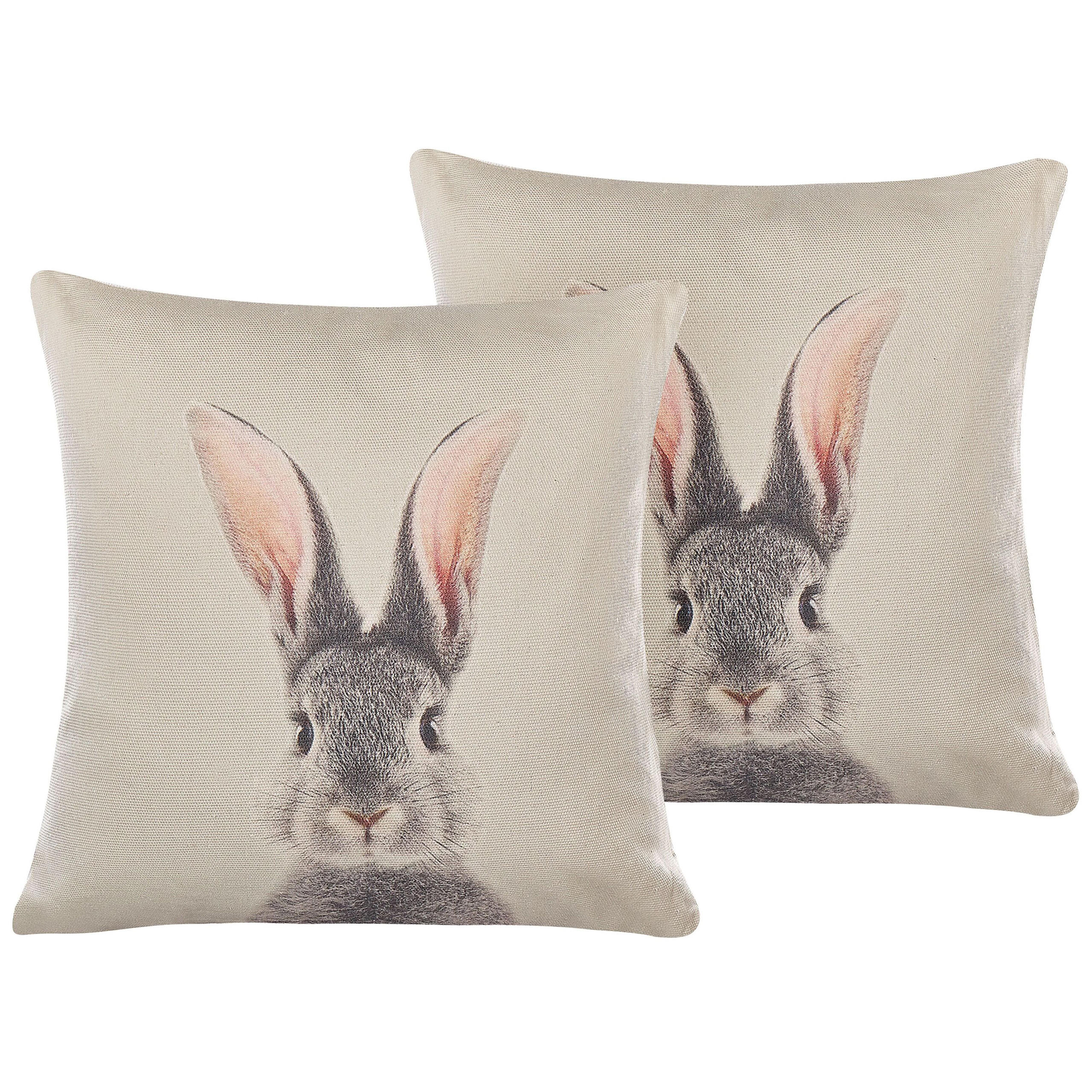 DEKOKISSEN 2er-Set Taupe 45/45 cm Quercus - Graubraun, Textil (45/45cm) - Beliani