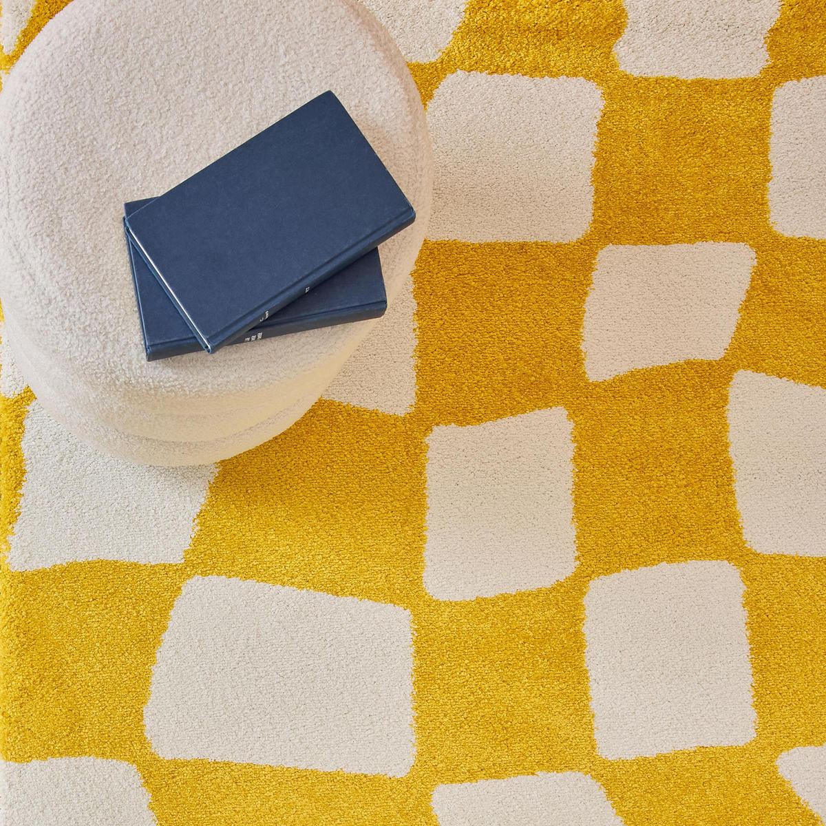 TEPPICH vintage karos gelb Groovy 80x140 cm - Gelb, Textil (80/140cm) - Nazar Rugs