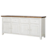 SIDEBOARD - Kiefer massiv - Weiß/Kieferfarben, Holz (180/80/45cm) - home24