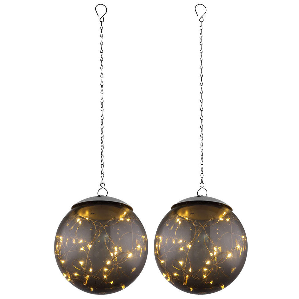 LED AUSSENLEUCHTE Grau Rauchoptik 2er Set - Grau, Kunststoff (15/15/50cm) - Globo Lighting