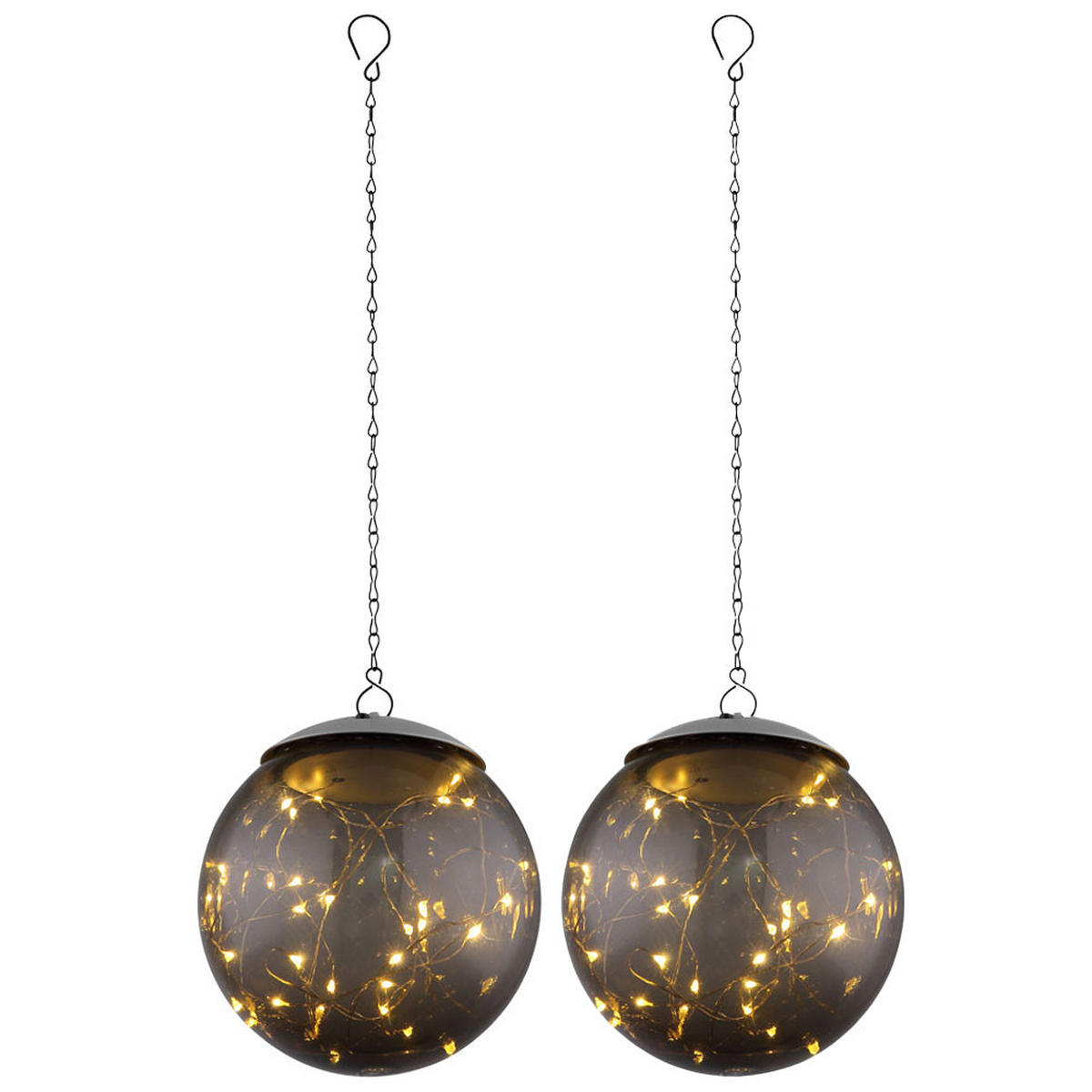 LED AUSSENLEUCHTE Grau Rauchoptik 2er Set - Grau, Kunststoff (15/15/50cm) - Globo Lighting