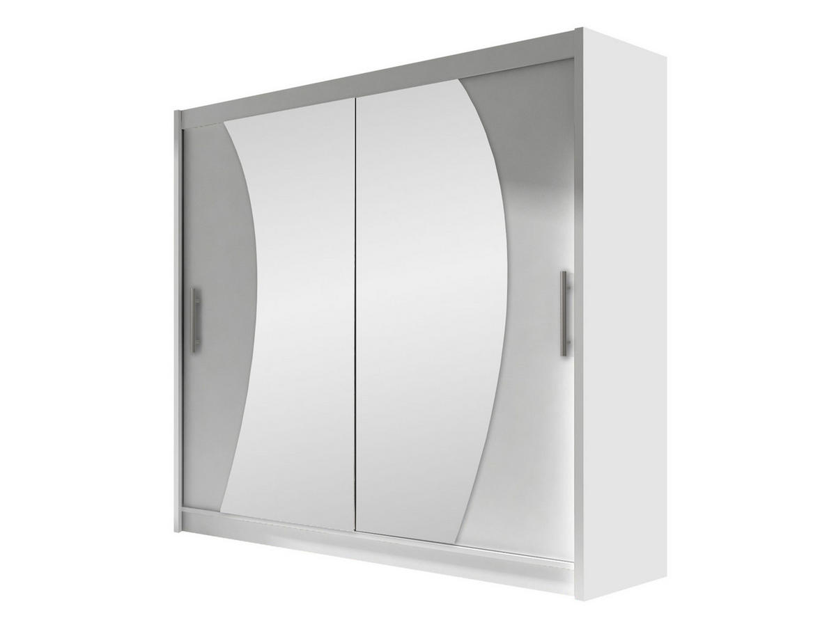 KLEIDERSCHRANK London IX - Silberfarben/Weiß, Holzwerkstoff/Kunststoff (180/215/58cm) - MIRJAN24
