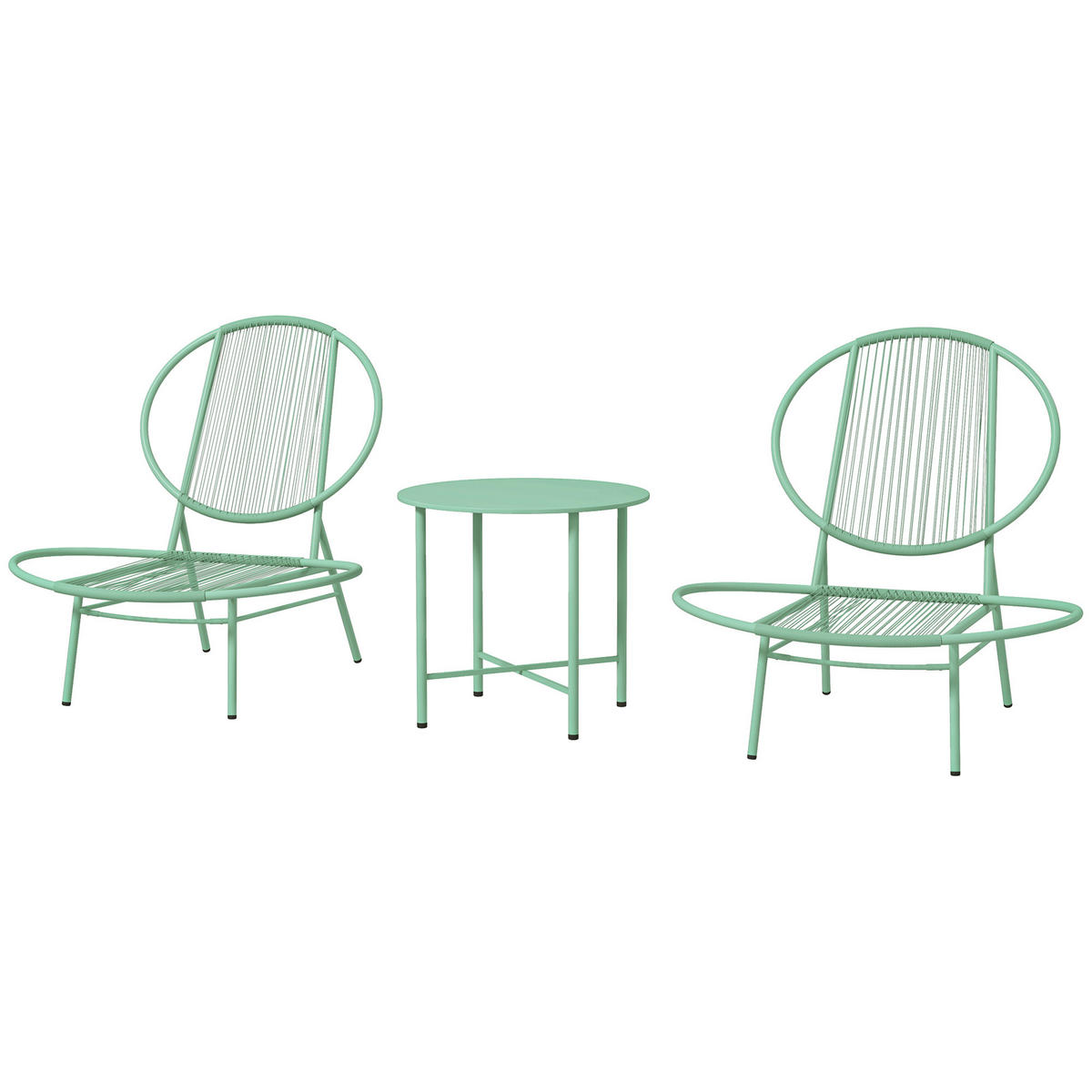 BISTRO-SET DE-07275 3-teilig aus Polyrattan mit Muschelstühlen Grün - Grün, Kunststoff/Metall - ComfortXL