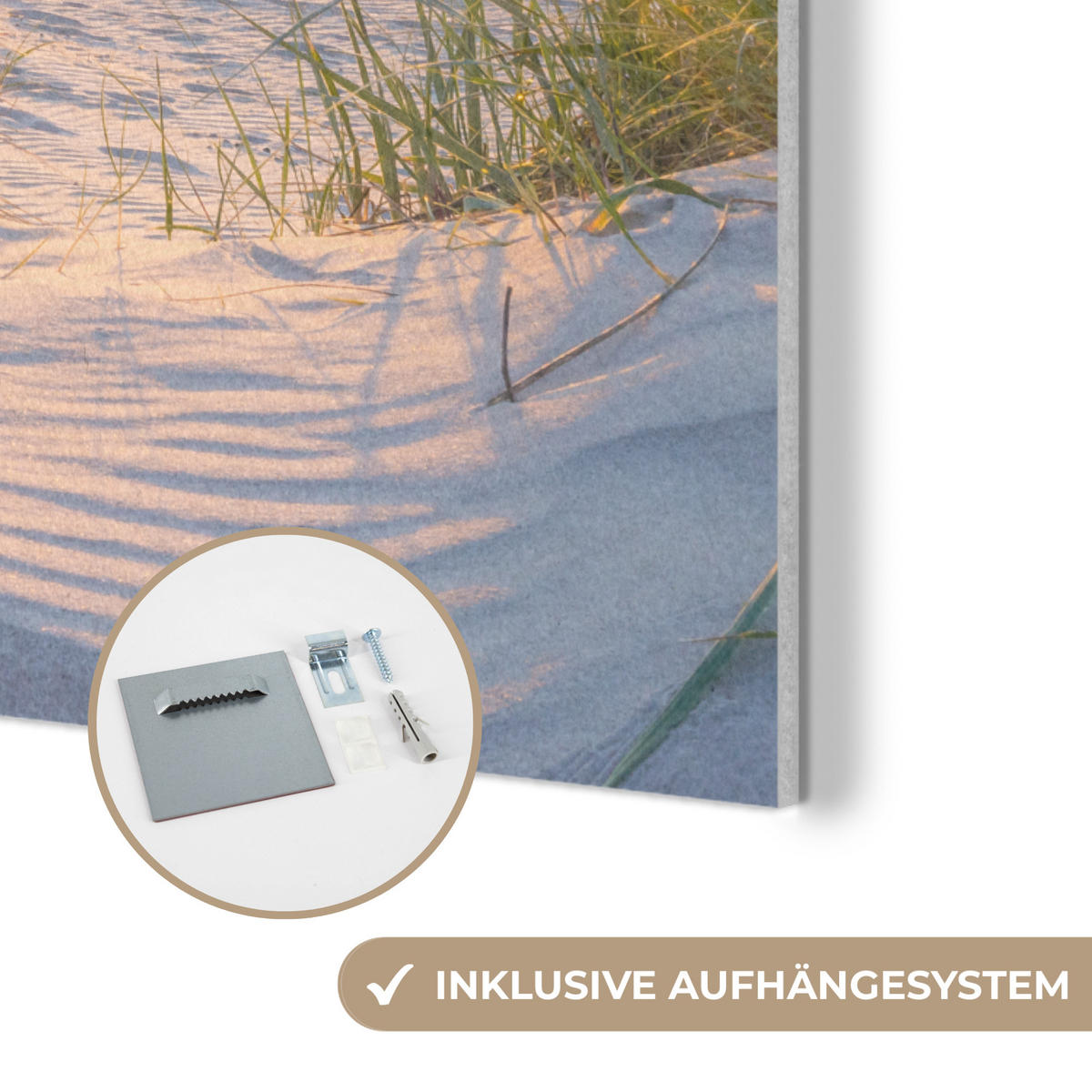 AKUSTIKPANEEL Strand - Sonne - Düne - Gras - Sand - Horizont 70x100 cm - Hellblau, Textil (70/0.9/100cm) - MuchoWow