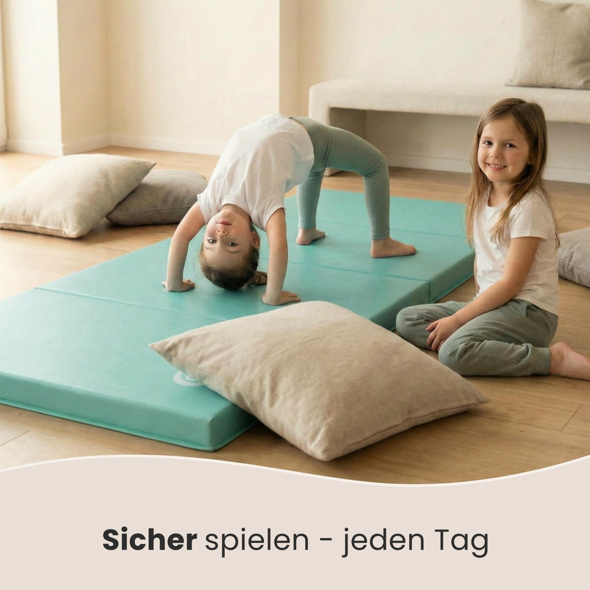 GYMNASTIKMATTE zum Wenden - 180/60/5 cm Faltbare Turnmatte - Mintgrün, Kunststoff (60/180cm) - eyepower