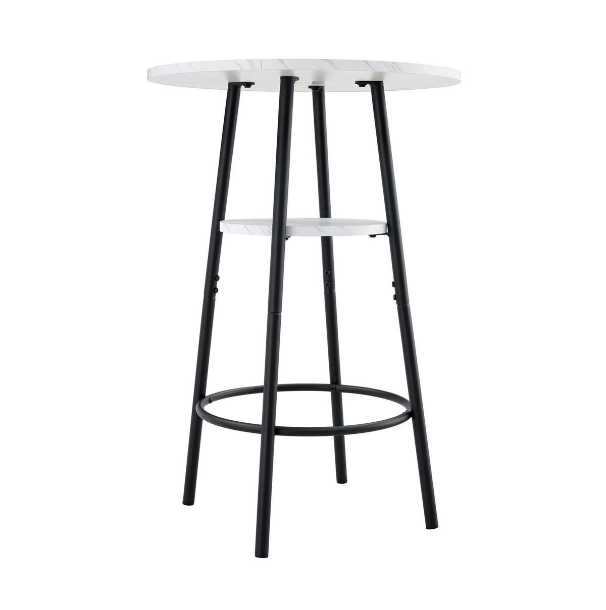 BAROVÝ stůl 60/60/89 cm s odkládací policí a deskou v mramorovém dekoru, Bílá - bílá, kompozitní dřevo (60/60/89cm) - Redom
