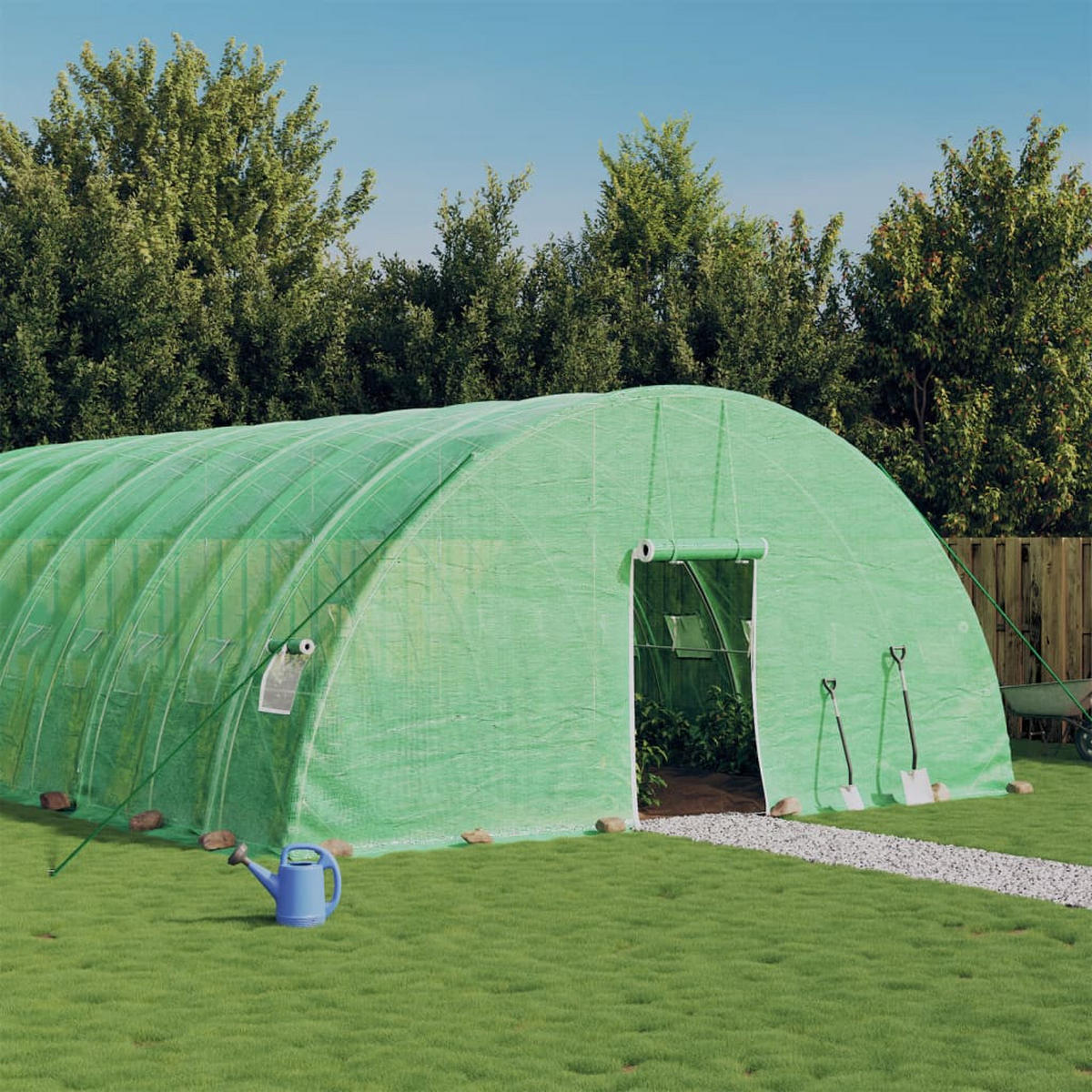 GEWÄCHSHAUS mit Stahlrahmen Grün 36 m² 6x6x2,85 m - Grün, Kunststoff (6/2.85/600cm)