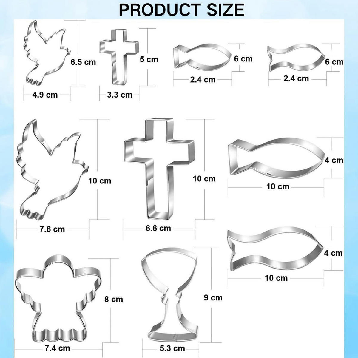AUSSTECHFORMEN Set 10-teilig Kommunion Taube, Fisch, Engel - Multicolor, Metall (16.7/2.4/19.2cm)