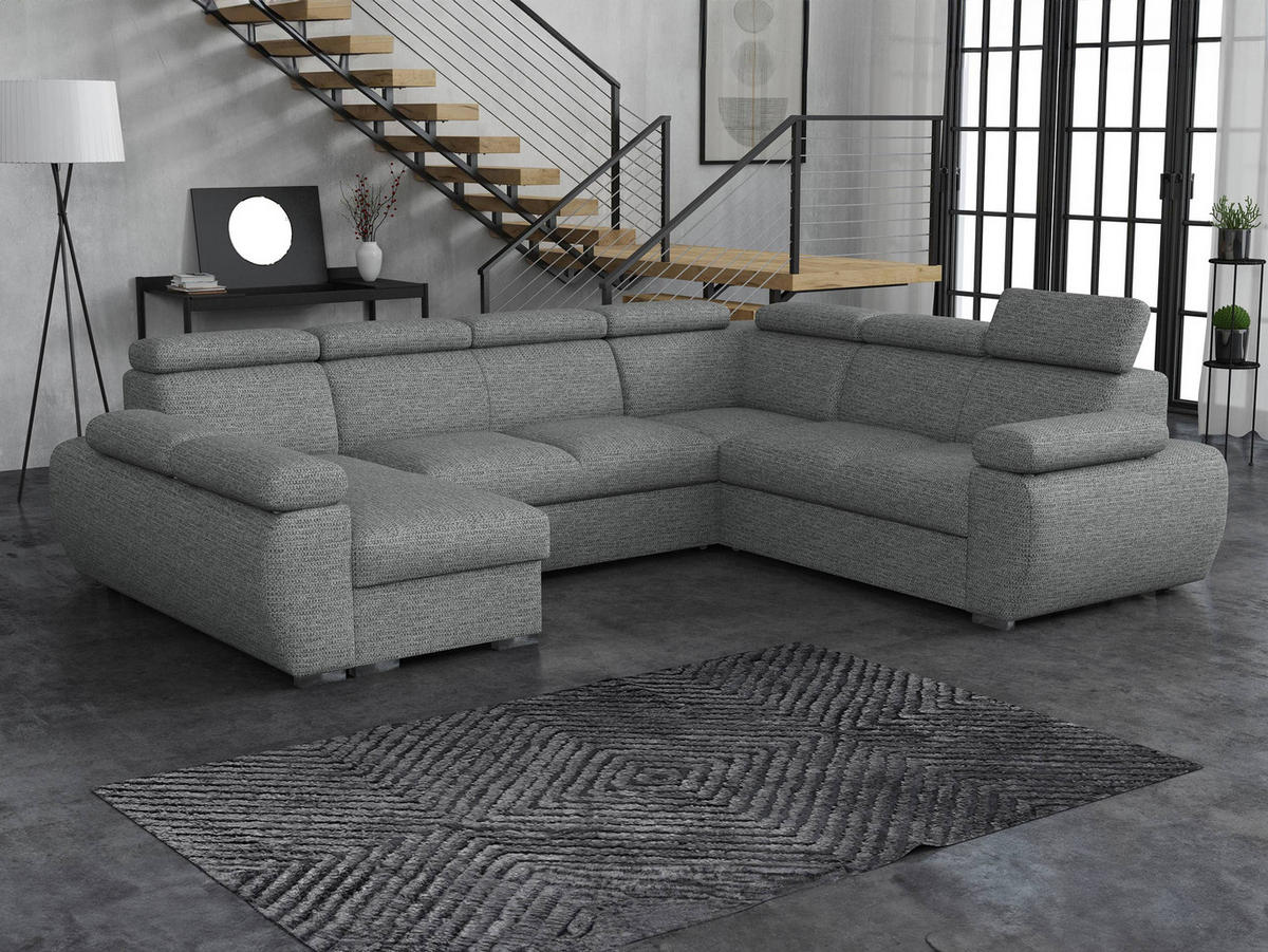 WOHNLANDSCHAFT Boston U, Seite: Links - LC+2P+R+2R - Chromfarben/Silberfarben, Holz/Textil (325/98/260cm) - MIRJAN24