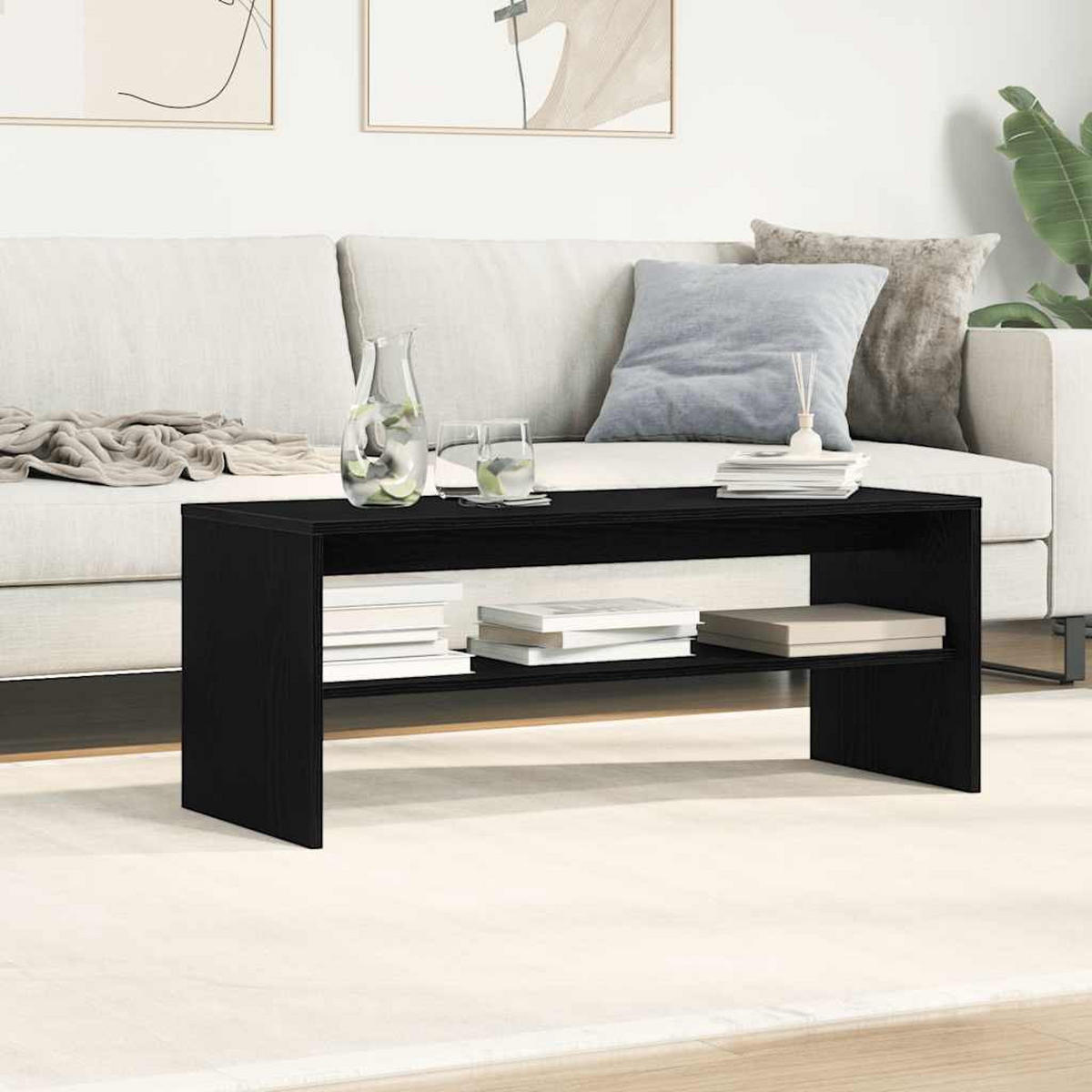 TV-SCHRANK Schwarz Eichen-Optik 100/40/40 Cm Holzwerkstoff - Schwarz, Holzwerkstoff (40/40/100cm) - vidaXL