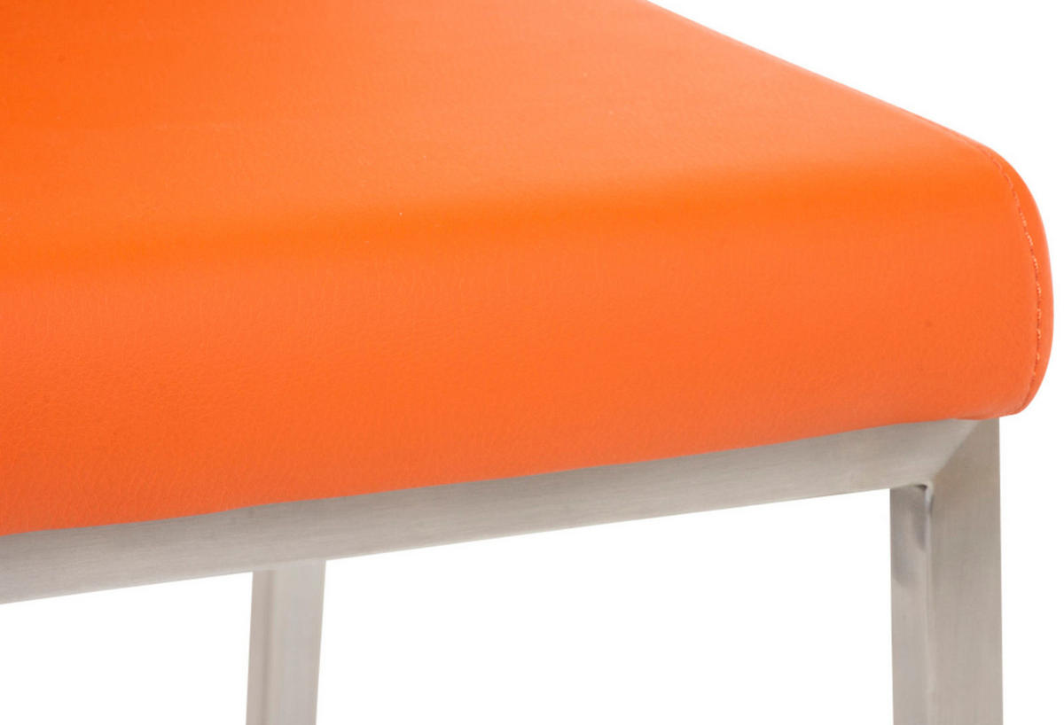 STUHL 2er Set Lederlook Orange - Edelstahlfarben/Orange, Textil/Metall (40/88/50cm) - CLP