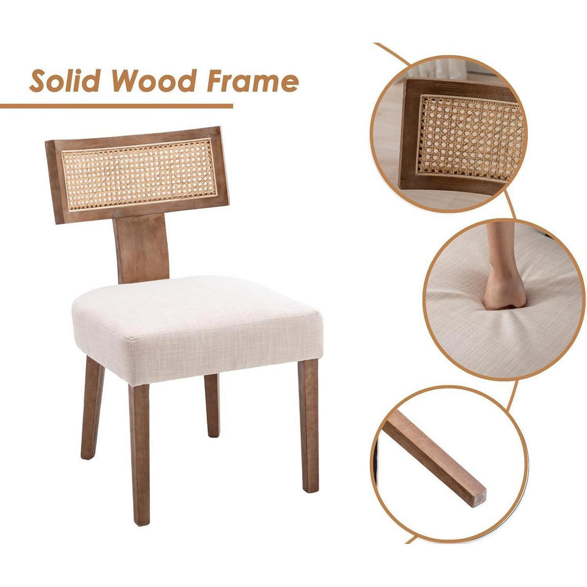 ESSZIMMERSTÜHLE 4er Set Holz Rattan Beige - Beige, Holz (52/87/58cm)