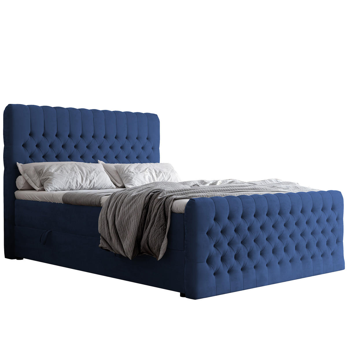 BOXBETT 200x200 cm mit Topper - Blau, Holzwerkstoff/Textil (200/200cm) - Idohome