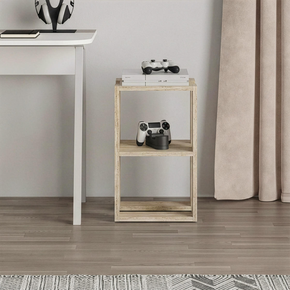NACHTTISCH Lonie Travertine 34/30/55 cm - Beige, Holzwerkstoff (34/55/30cm) - Decortie