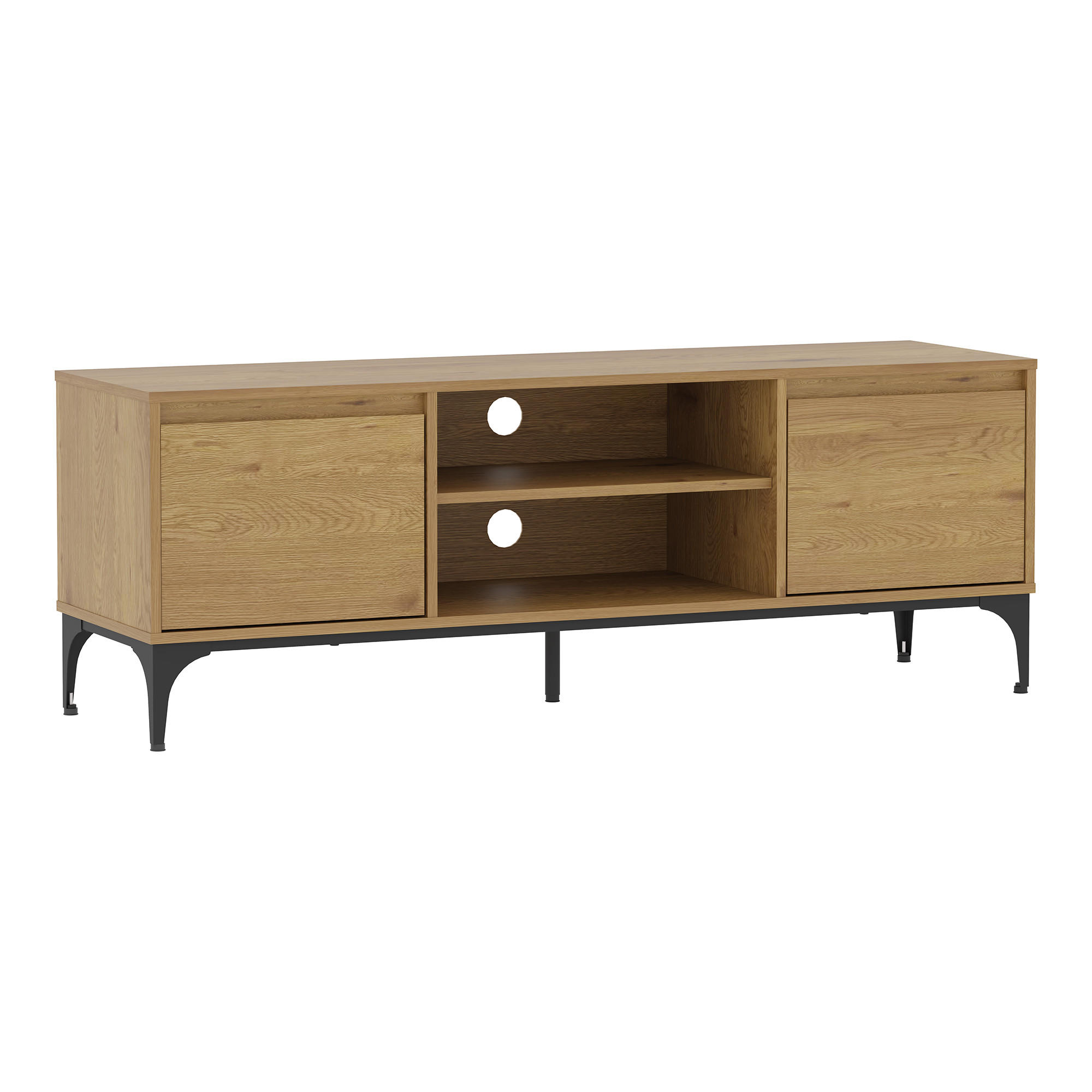 TV-ELEMENT Kistiandi - Alteiche, Holzwerkstoff/Metall (140/50/40cm) - [en.casa]