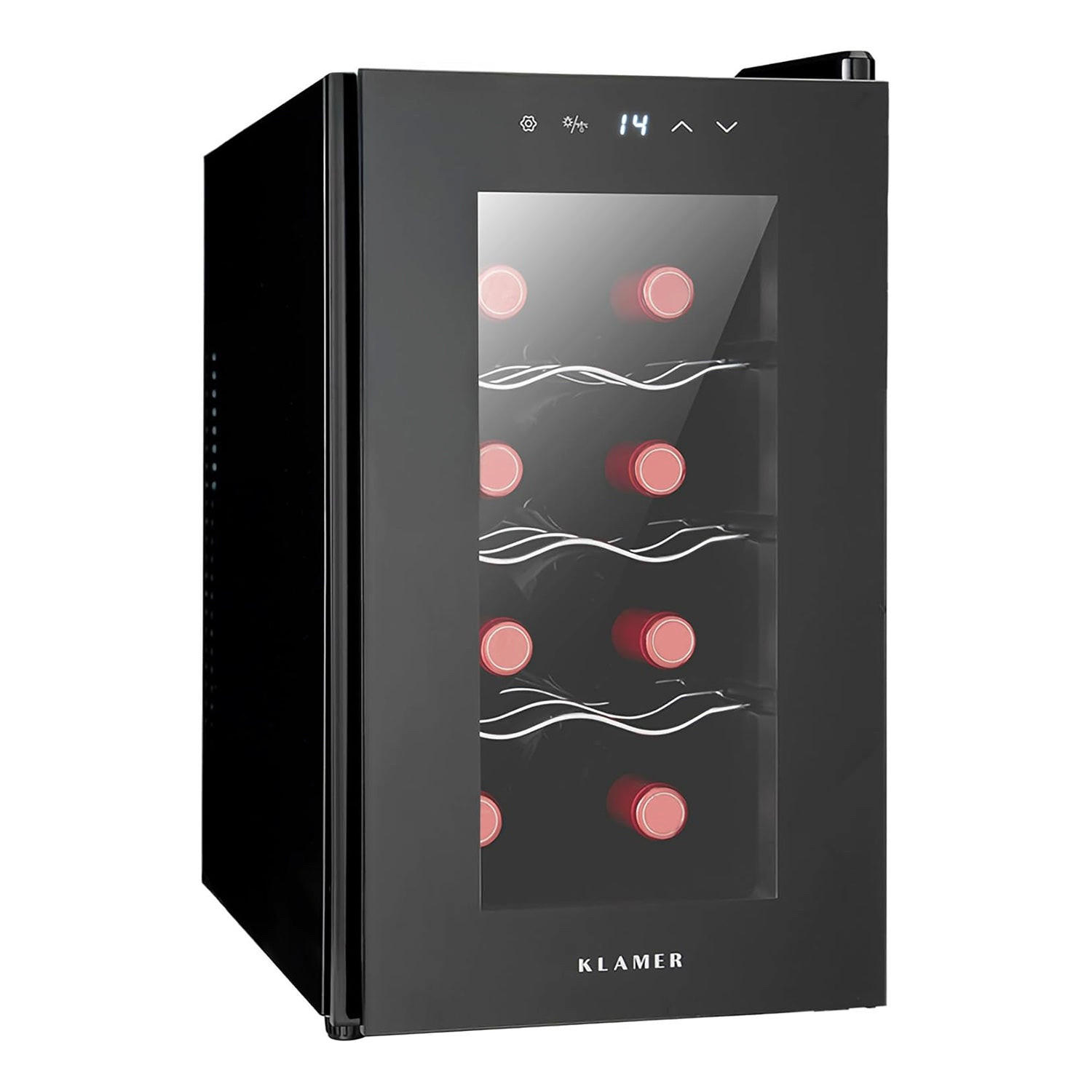 WEINKÜHLSCHRANK 8 Flaschen Minikühlschrank - Schwarz, Glas/Metall (51/48/26.5cm) - KLAMER