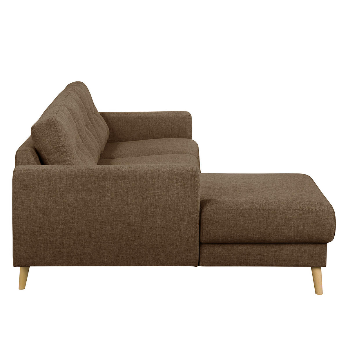 ECKSOFA mit Longchair - Hellbraun, Holz/Textil (233/148cm) - home24