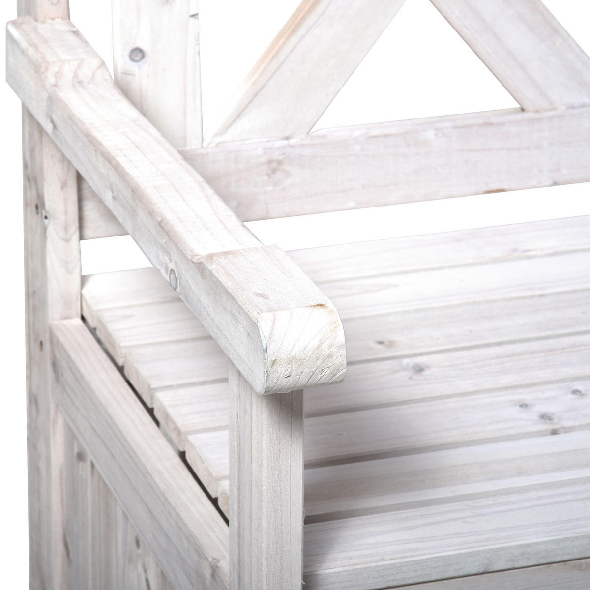 GARTENBANK mit Stauraum 3-Sitzer Tannenholz Weiß - Weiß, Holz (61/85/115cm) - Outsunny