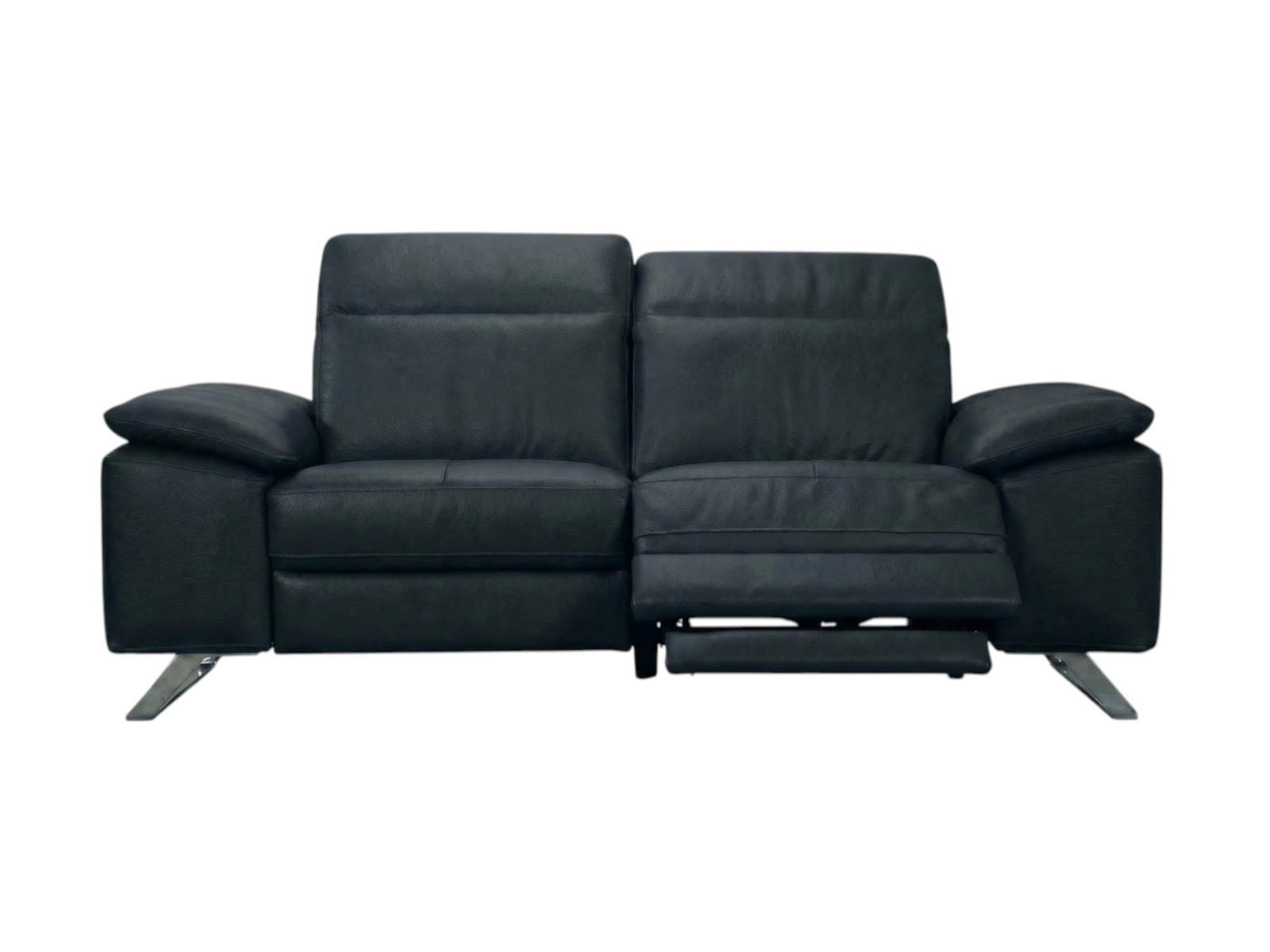 3-SITZER Sofa Genius Echtleder mit 1 x Relaxfunktion Schwarz - Schwarz, Leder/Metall (220/80/104cm)