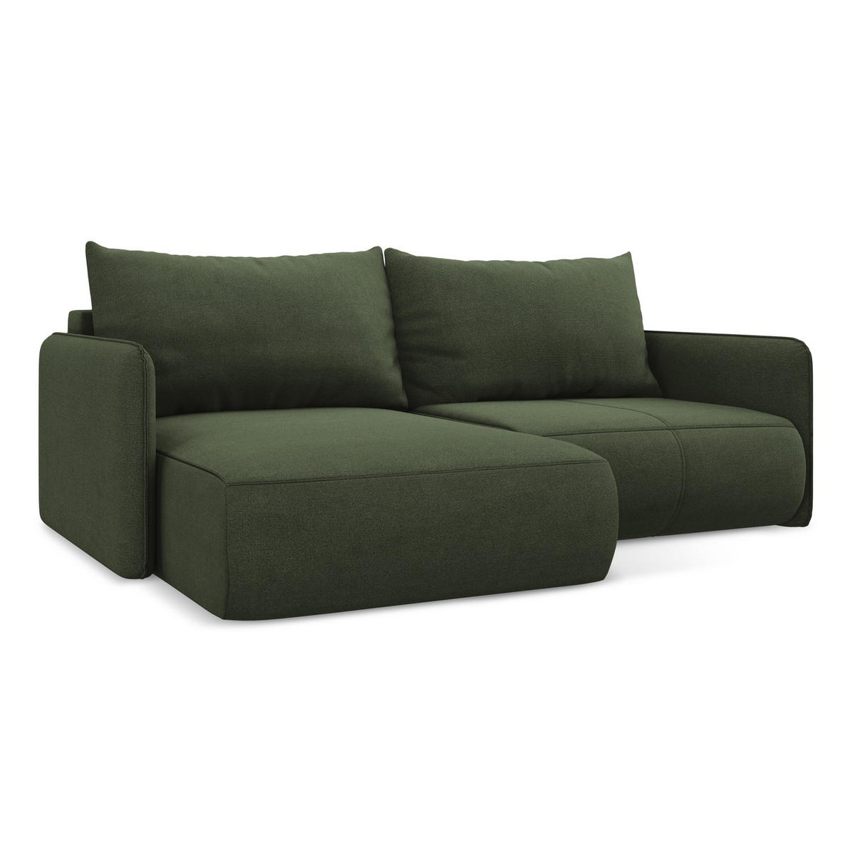 ECKSOFA mit Schlaffunktion Strukturstoff Stoff Grün - Schwarz/Olivgrün, Kunststoff/Textil (148/207cm) - LaMiaSofa