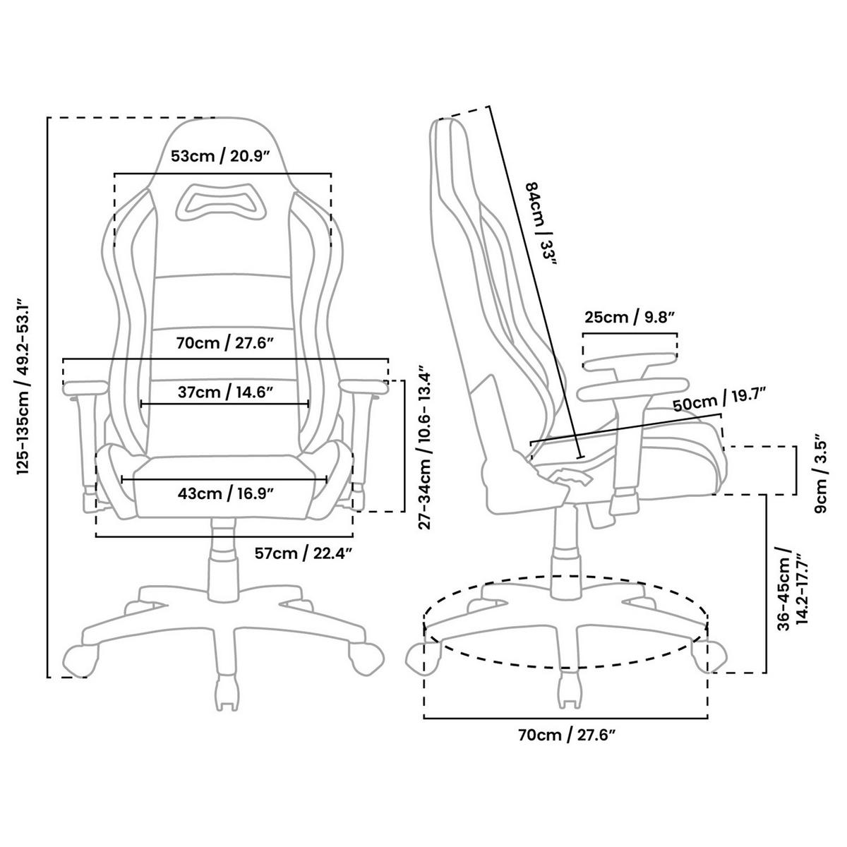 GAMINGSTUHL Torretta Supersoft™ Reines Schwarz - Schwarz, Kunststoff/Textil (70/135/50cm) - Arozzi