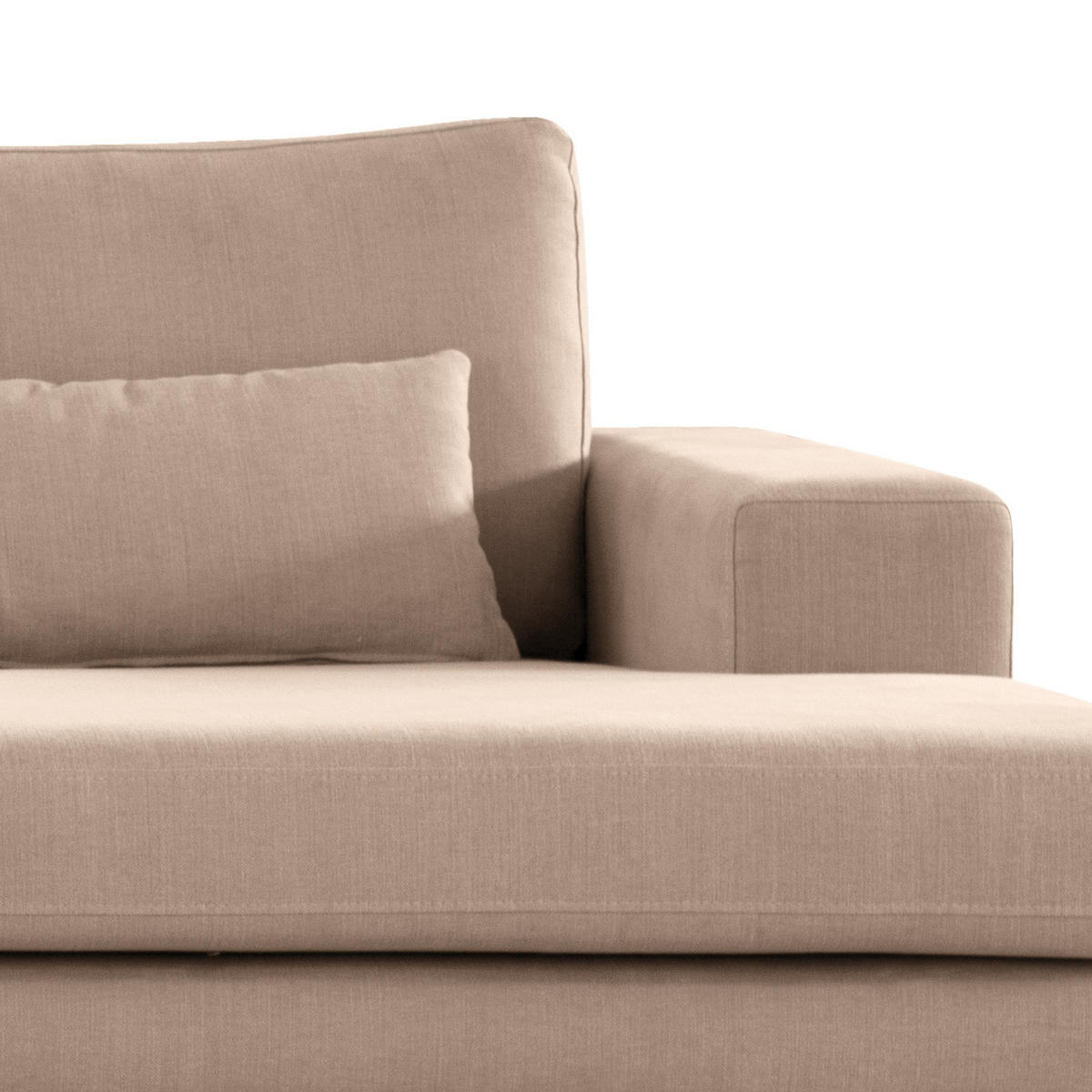 WOHNLANDSCHAFT mit Longchair - Taupe/Eichefarben, Naturmaterialien/Eichenholz (371/81/219cm) - home24