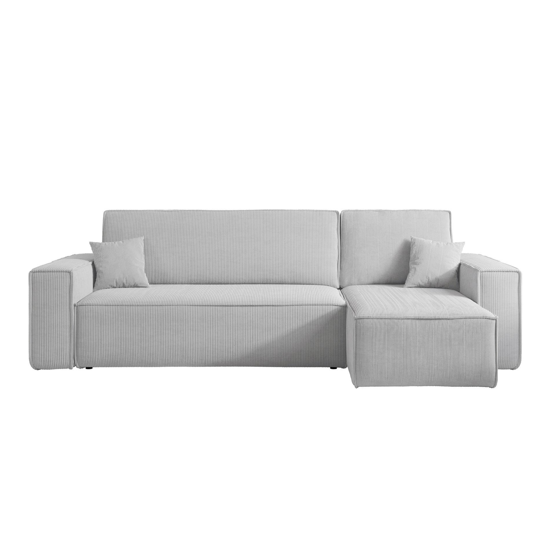 ECKSOFA Scarlo Hellgrau Cordbezug - Hellgrau/Schwarz, Kunststoff/Textil (244/145cm) - Selsey