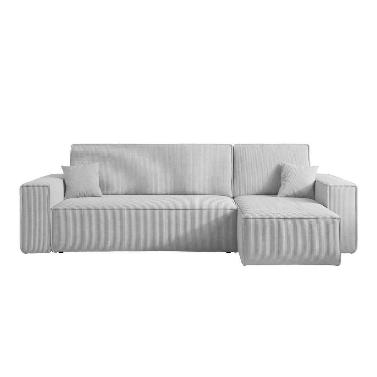 ECKSOFA Scarlo Hellgrau Cordbezug - Hellgrau/Schwarz, Kunststoff/Textil (244/145cm) - Selsey