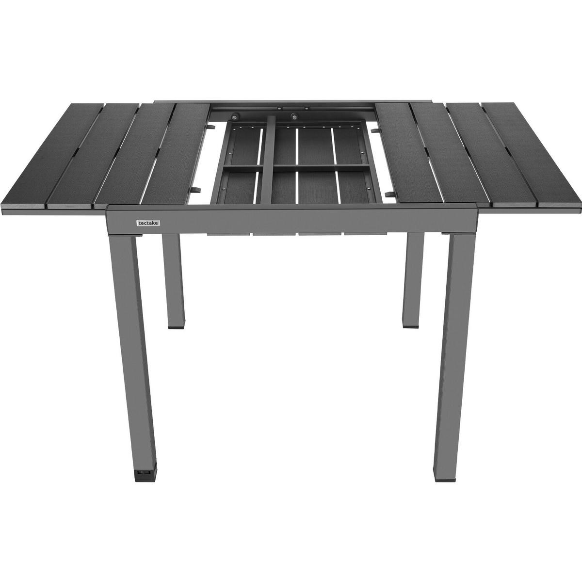 GARTENTISCH Inca, 80–120 x 80 x 74 cm, schwarz - Schwarz, Kunststoff (120/80/74cm) - tectake