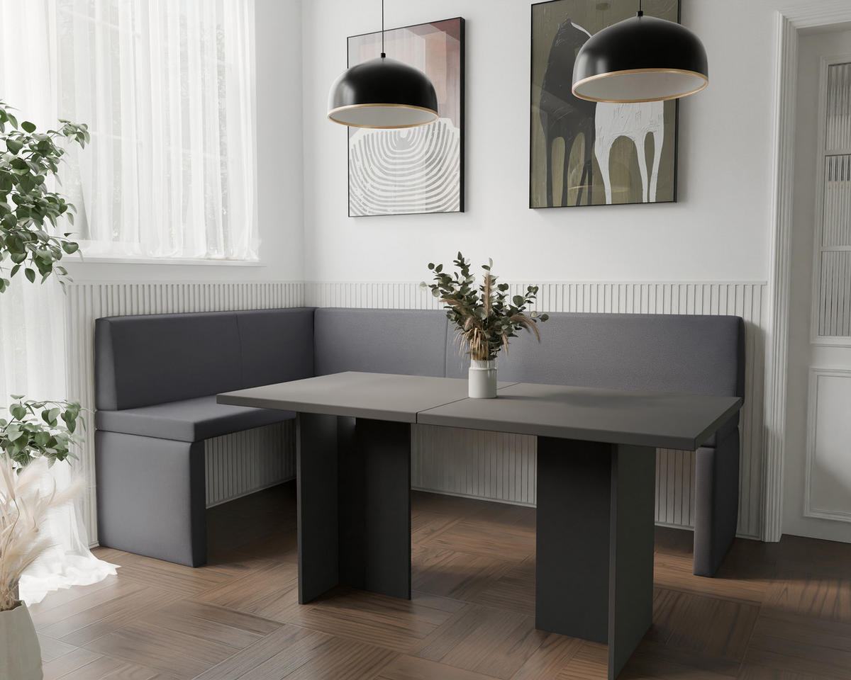 ECKBANK links OWEN Kunstleder, 128/168 cm Dunkelgrau - Dunkelgrau, Holz/Kunststoff (128/168cm) - Idohome