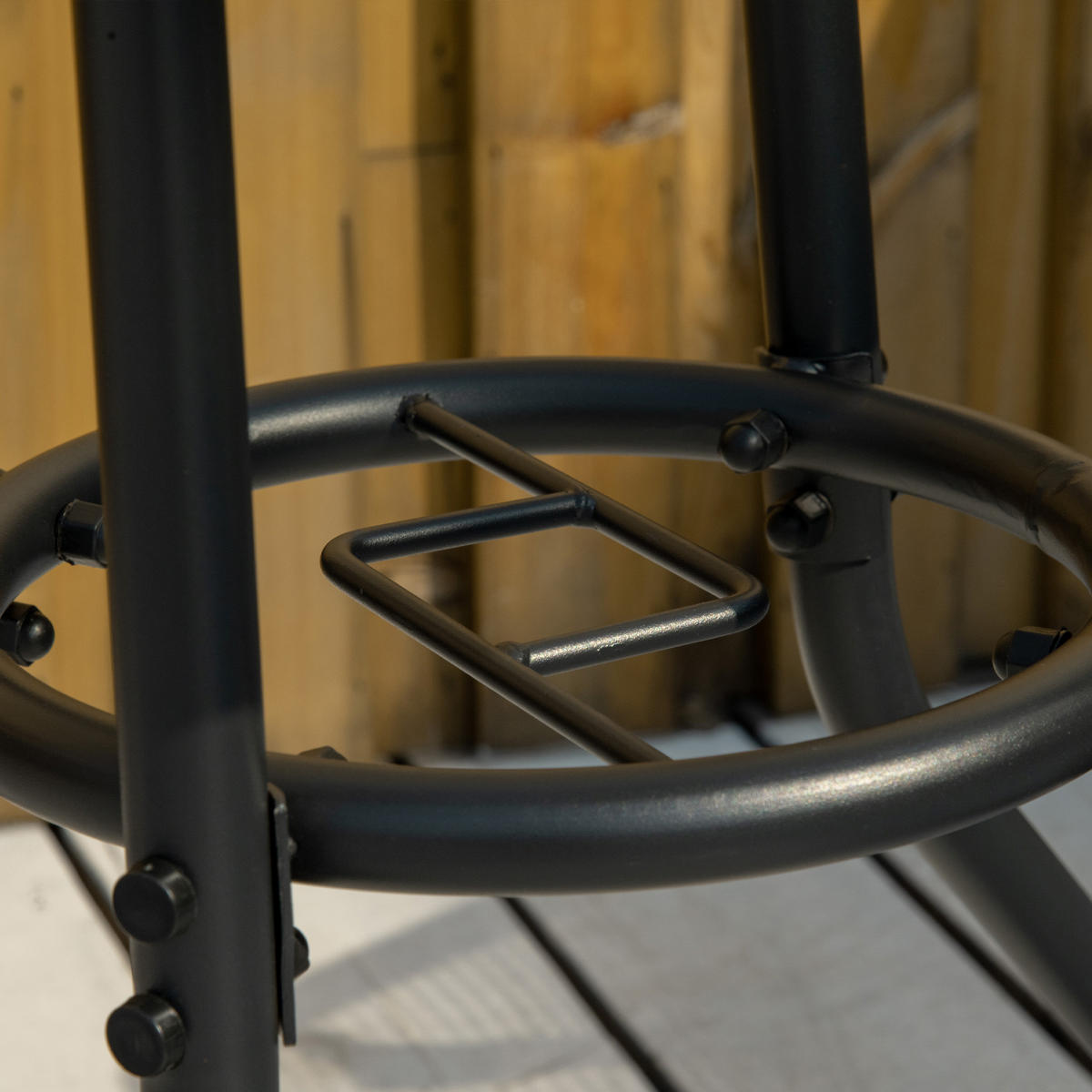 Gartentisch, Schwarz,Metall, Hartglas - Schwarz, Glas/Metall (80/80/72cm) - Outsunny