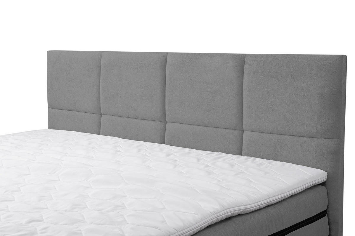 BOXSPRINGBETT Kansas, Polsterbett Maße: 160x200 cm, Farbe: Grau, Velourstoff, Doppelbett mit Bonell-Matratze H3 inkl. Topper - Grau, Holz/Kunststoff (160/200cm) - VENASI MÖBEL