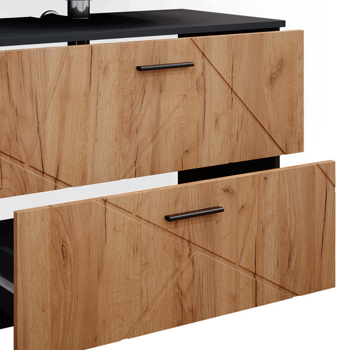 BADMÖBEL-SET Irma Goldkraft Eiche/Anthrazit 4 Teile - Anthrazit/Eiche Wotan, Holzwerkstoff (80/58/41cm) - Vicco