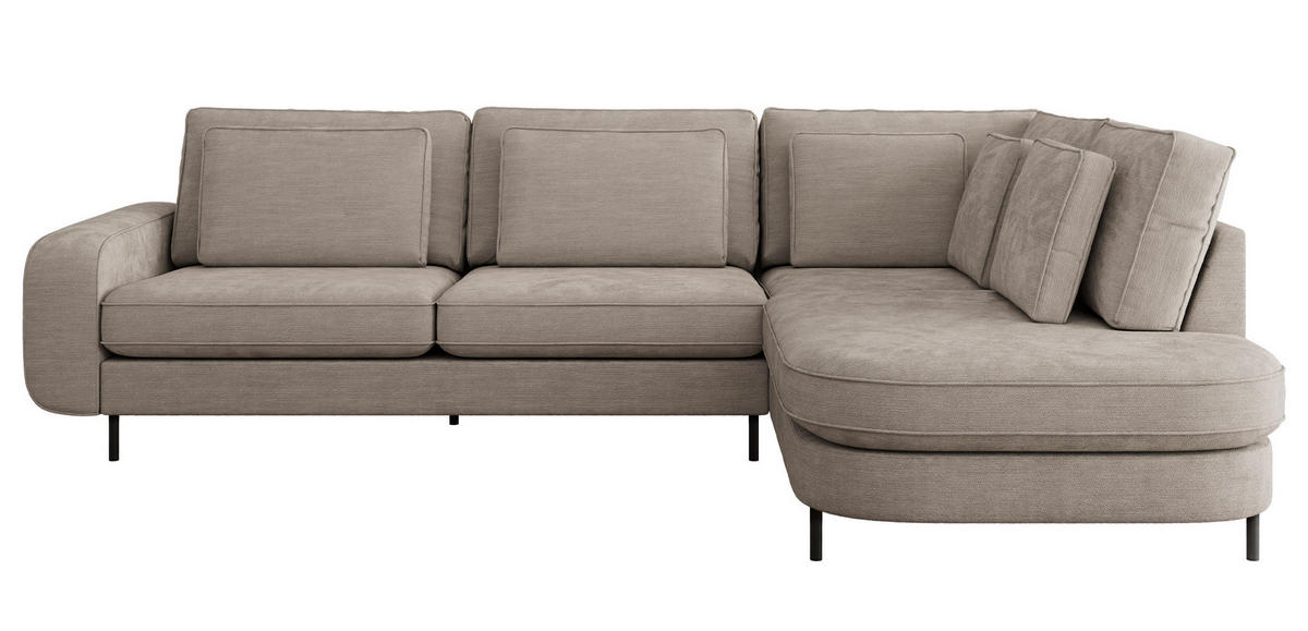 ROHOVÁ SEDAČKA CALENO L - Světle šedá Hrubě tkaná žinylka - Levá Strana - černá/světle šedá, kov/textil (317/225cm) - MKS