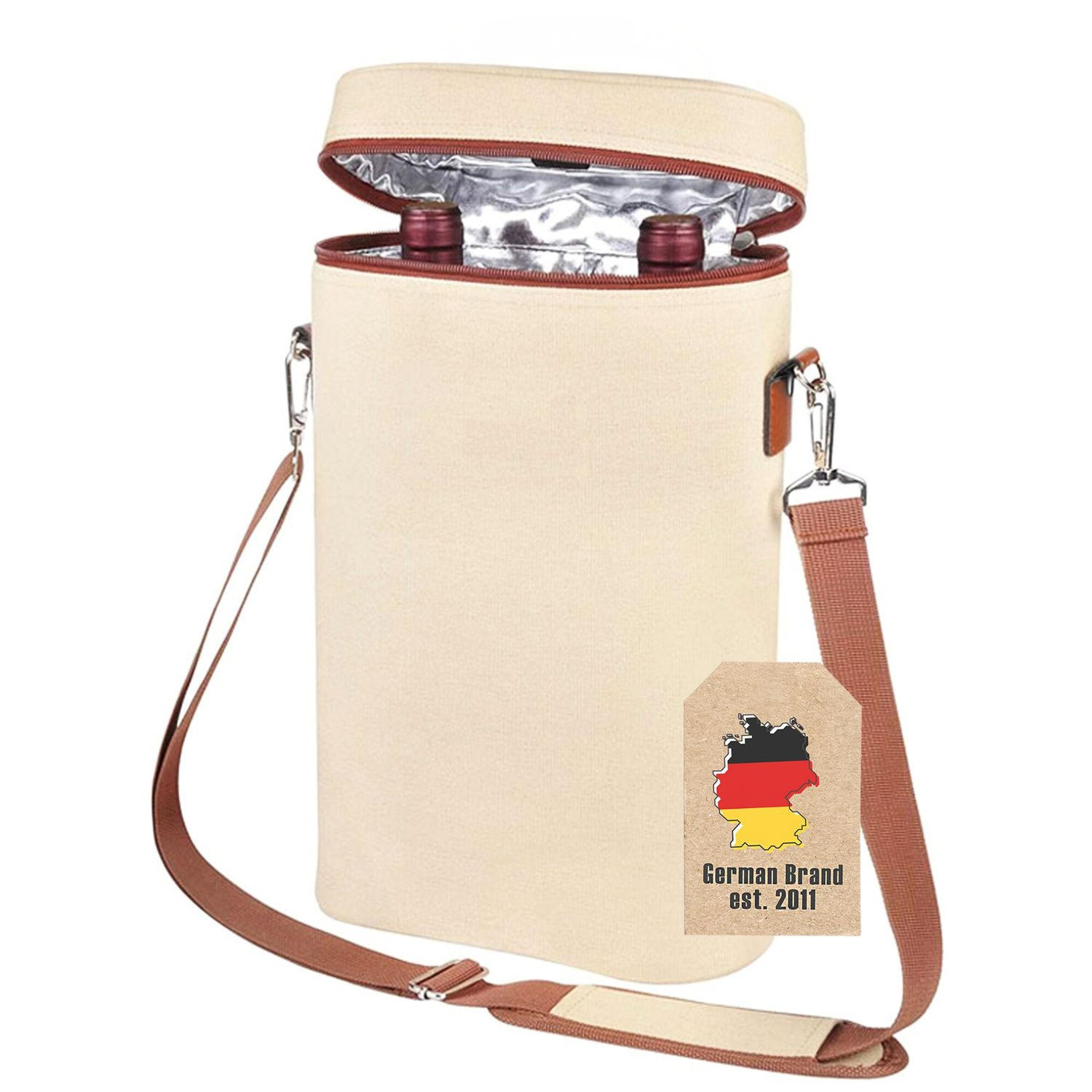 KÜHLTASCHE für Getränke 2 Flaschen 21/9.7/35.6 cm - Weiß, Textil (8.3/35.6cm) - Intirilife