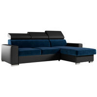 ECKSOFA FOX-L Dunkelblau/Schwarz - Silberfarben/Schwarz, Kunststoff/Textil (242/168cm) - MKS