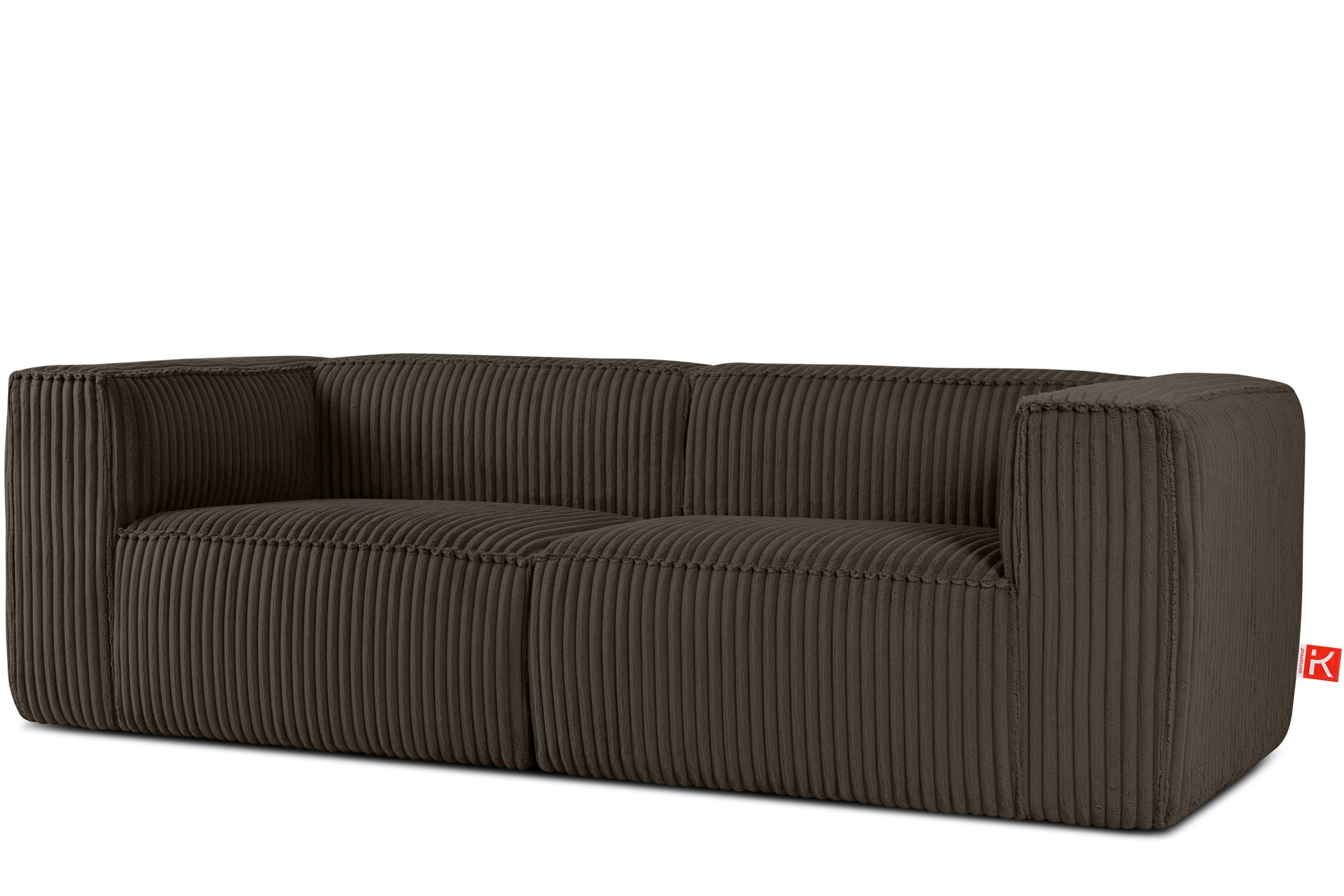 3-SITZER-SOFA FEROX Modern, Cord-Stoff, braun - Braun, Textil (246/73/96cm) - KONSIMO®